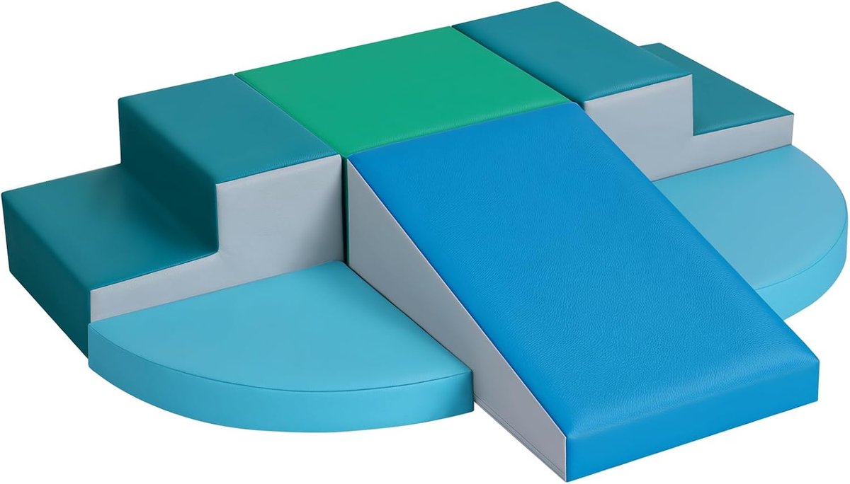 Set van 6 Schuimrubberen Klimblokken voor Kinderen: PU-leer Zachte Klimspeelgoed Speelset voor Kleine Kinderen - Montessori-speelgoed Grove motoriek Dubbele Ladderset(Modern)