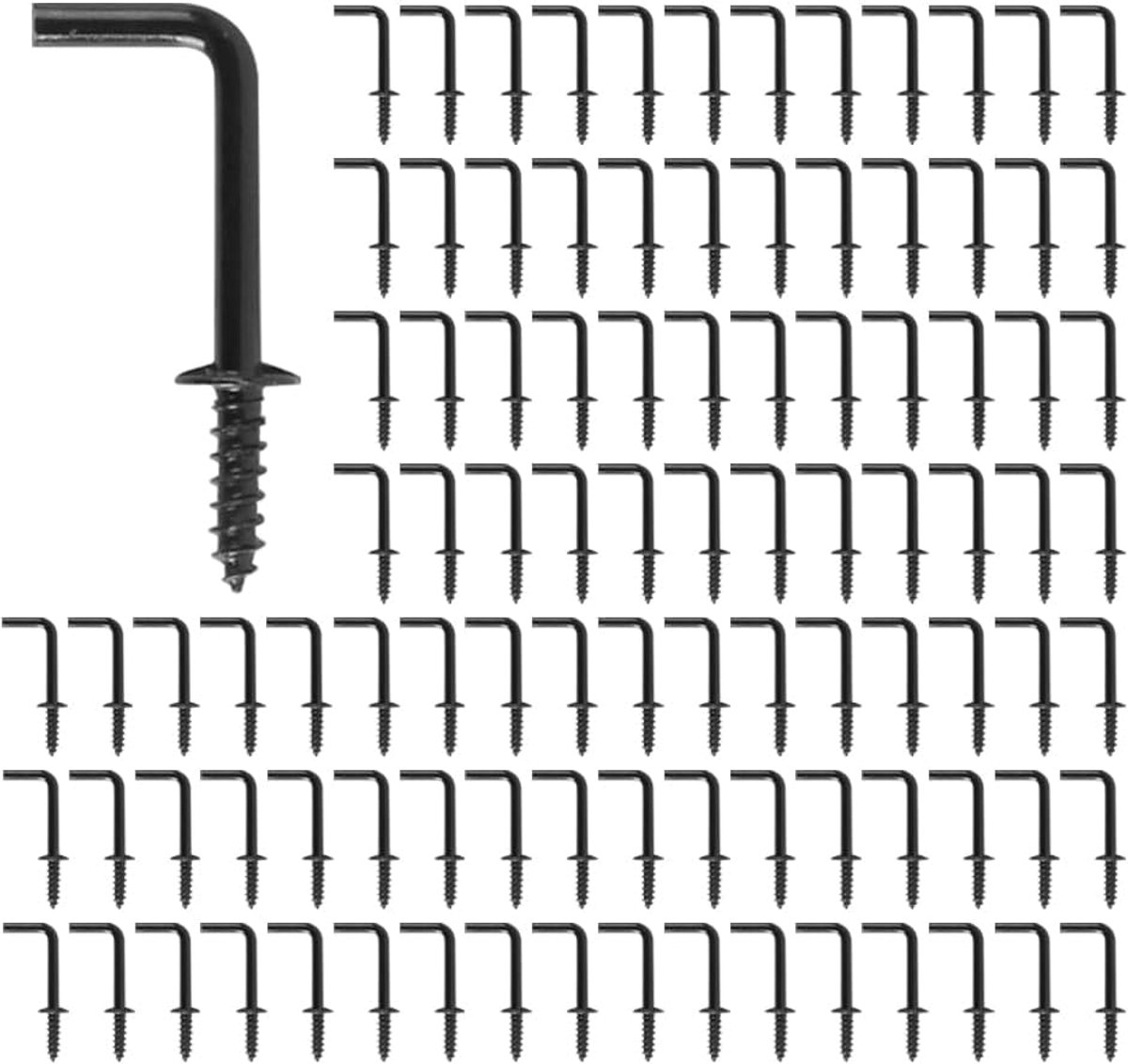 Haken Kleine schroefhaken Mini L-vormige haken Kleine haakse haken Mini metalen schroefhaken Schroefhaken voor binnen en buiten aan de muur (zwart)