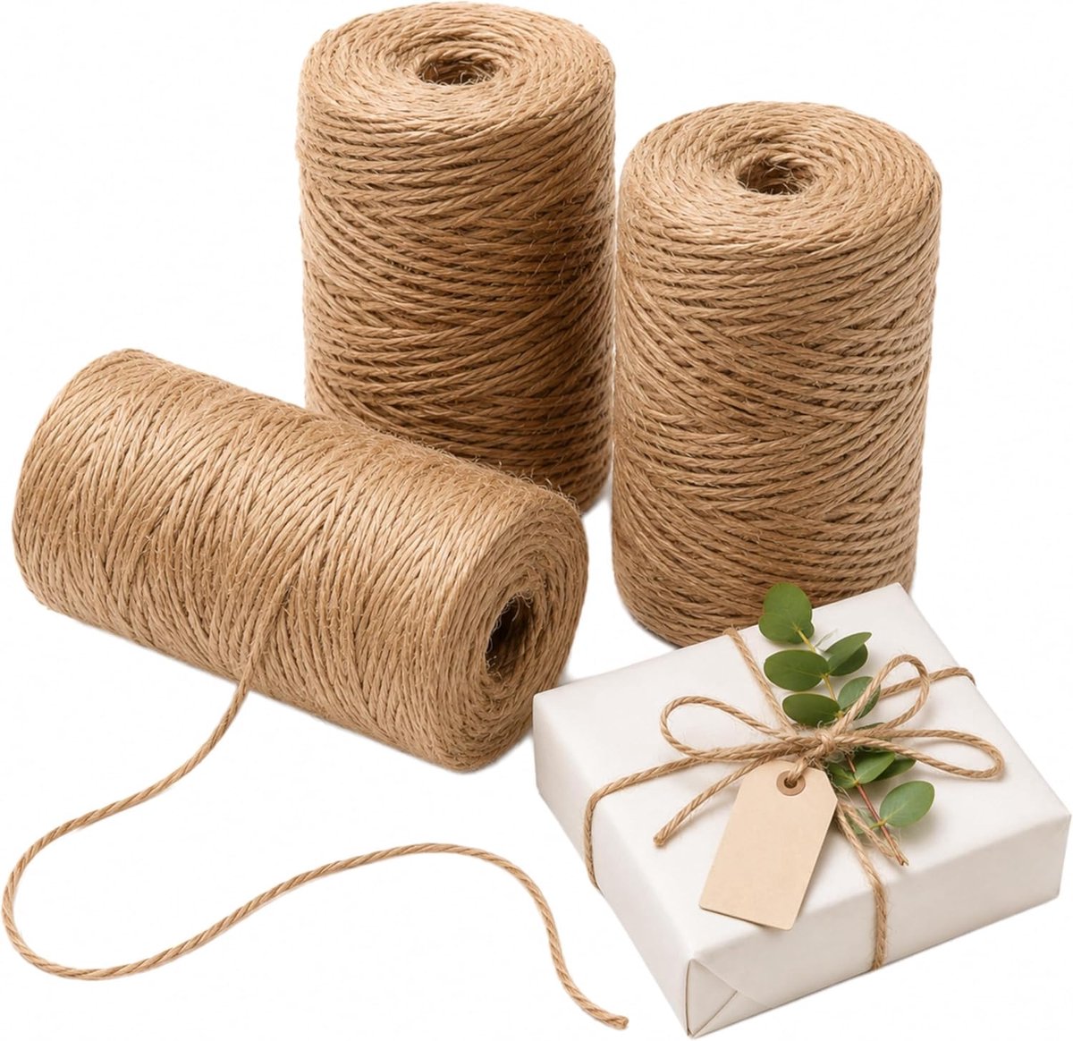 Bruin Natuurlijk 3 ply Jute Jutetouw Rolls 1/6" (0,4cm) 492 Feet - Wrapping Picture Hanging Gardening