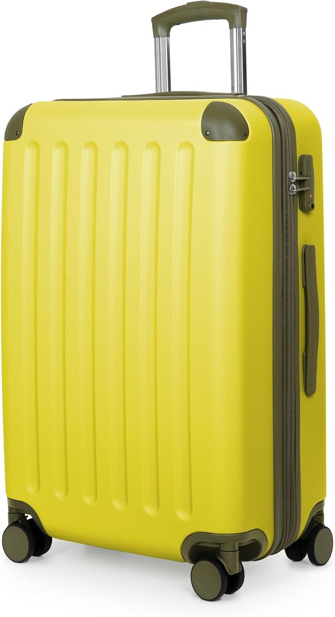 - Spree - harde koffer met 4 dubbele wielen, trolleykoffer, uitbreidbare reiskoffer, 65 cm, 74 liter, citroengeel