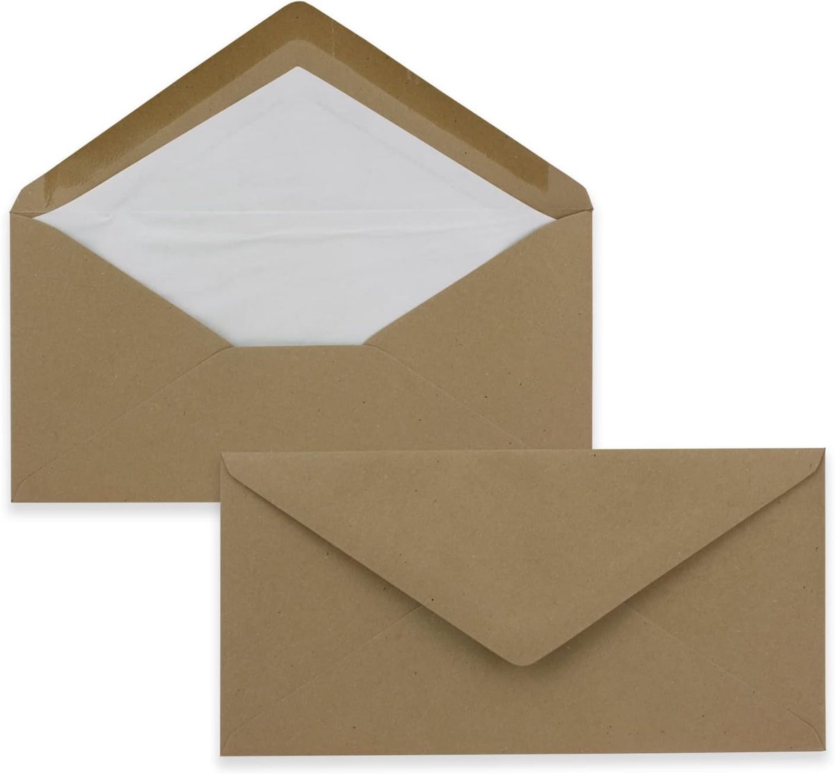 50 x DIN Lang enveloppen - kraftpapier zandbruin met natuurwit zijdevoering - 11x22 cm - 120 g/m² - ideaal voor uitnodigingen, kerstkaarten, wenskaarten uit de serie Farbenfroh