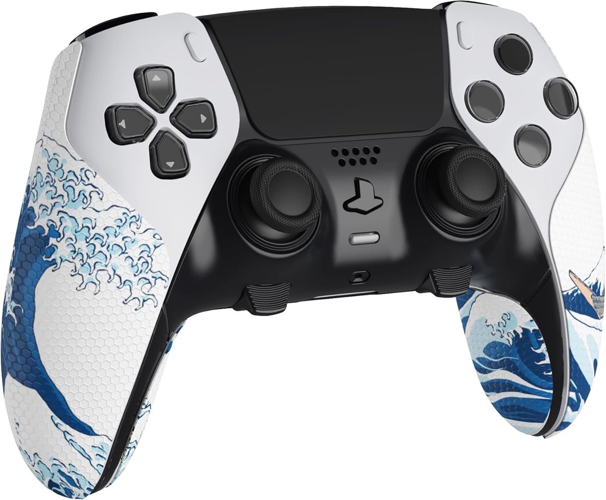 Anti-Skid Zweet-Absorberende Sticker Grip Controller voor ps5 Edge,Zachte PU Grips Beschermende voor ps5 Edge Controller-Grote Golf Kanagawa