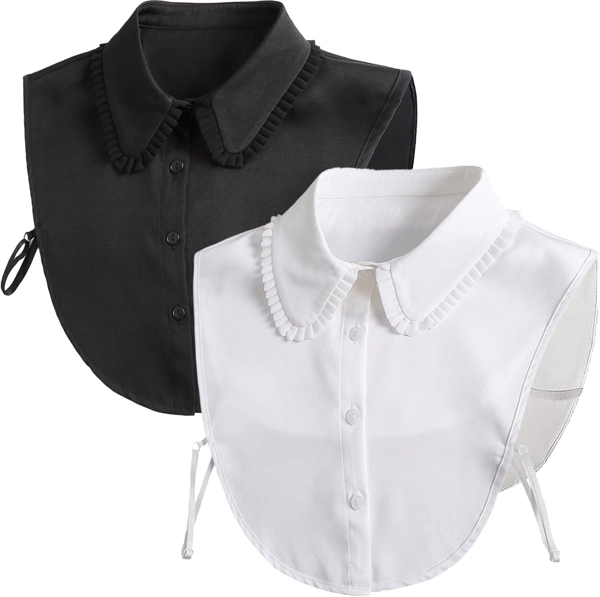 2 Stuks Nep Kraag Afneembare Vrouwen Half Valse Shirt Volant Borduurwerken Kant Elegante Blouse Dickey Voor Vrouwen