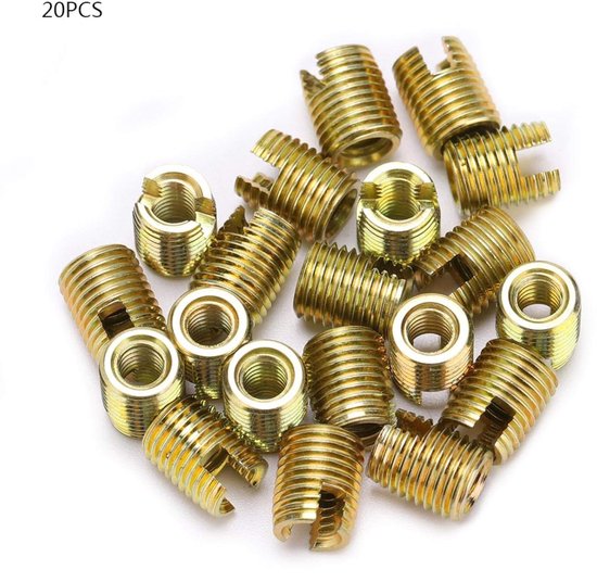 Schroefdraadinzetstukken, Akozon 20 stuks 302 Koolstofstaal Zelftappende schroefdraad Inzet Schroef Reparatieset (intern M12* 1,75 Extern M16*1,5: 22mm) — afbeelding 3