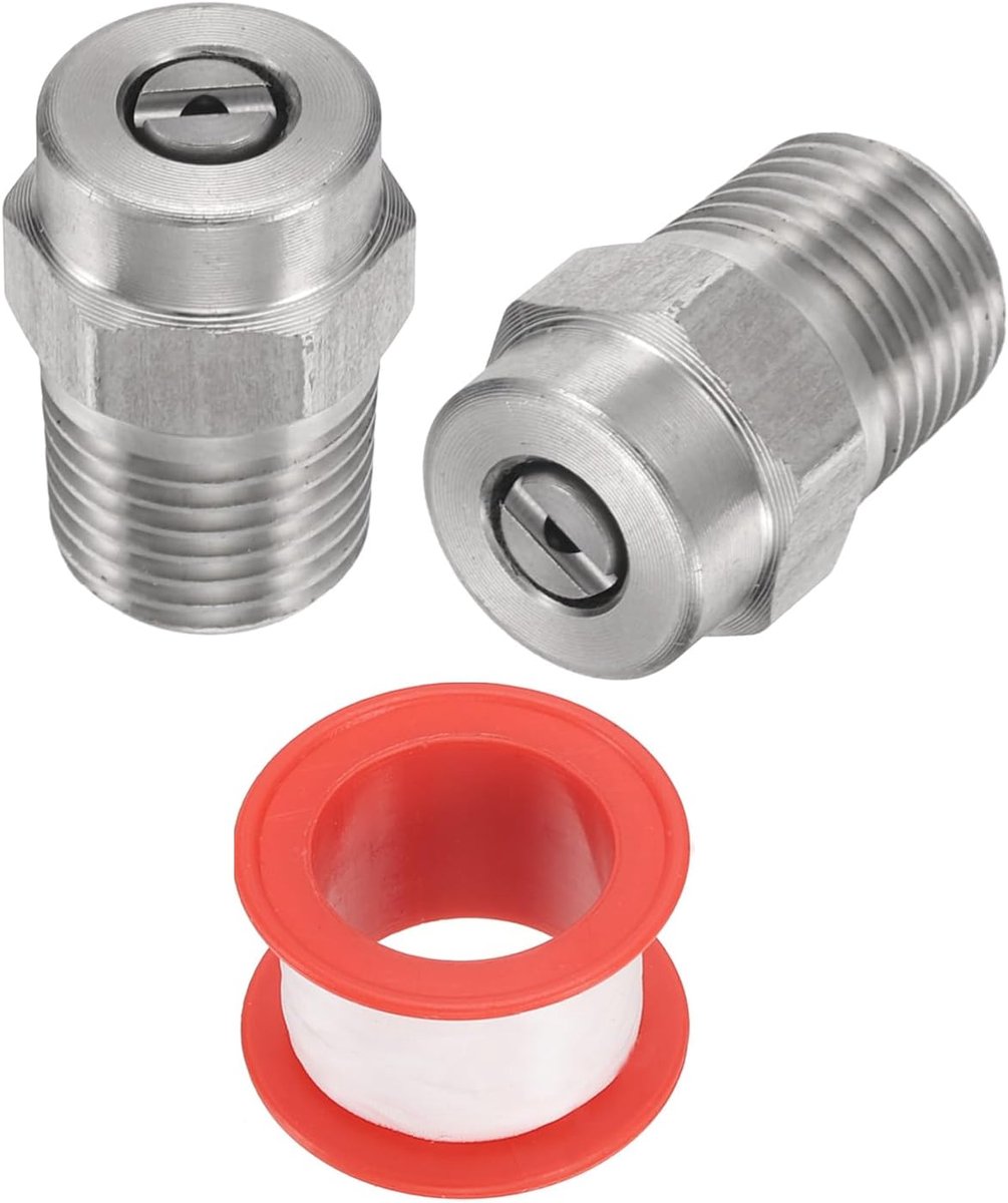 2 stuks hogedrukreiniger-mondstuk, 1/4 inch mannelijke NPT-schroefdraad, spuitmonden van roestvrij staal voor waterpistool, waterbezem en ondervloerreiniger (25 graden, 1,514 mm