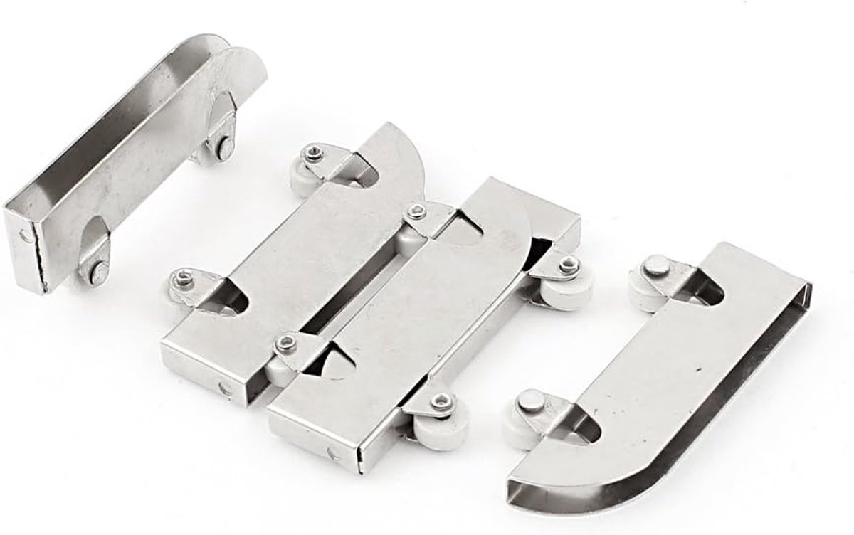 sourcing map 5pcs glazen schuifdeur wielen Dubbele wielen Roestvrij staal 5 mm