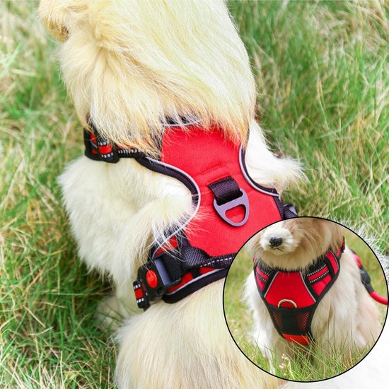 Hondentuigje voor middelgrote honden, anti-trek huisdierenharnas, verstelbaar, zacht gevoerd huisdierenvest, Y-vormig harnas, hondenharnas, gemakkelijke handgreep, voor training of wandelen, — afbeelding 5