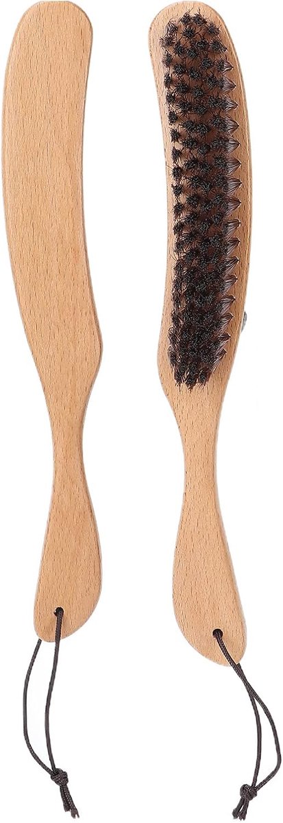 Kledingborstel met Varkenshaar en Beukenhouten Handvat voor Kostuums, Kasjmier, Wol, Fluweel, Suède en Dierenhaar