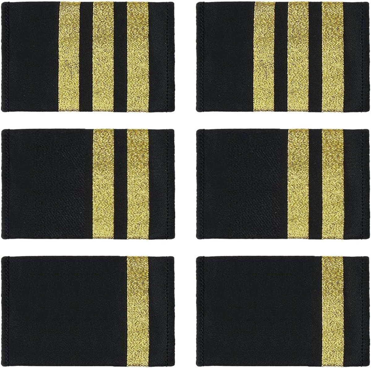 3 paar 3 stijlen polyester pilotenuniform epauletten zwarte pilotenepauletten epauletten schouder uniform schouderplanken sliders met gouden strepen voor mannen en vrouwen 80x50x2mm,