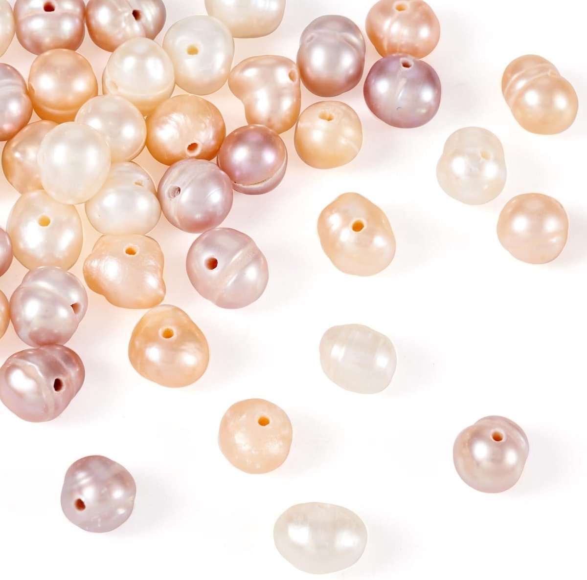 45 stuks natuurlijke gekweekte zoetwaterparelkralen, 3 kleuren, aardappelvorm, nuggets parels voor bruiloft ketting armband sieraden maken, gat: 0,5 mm