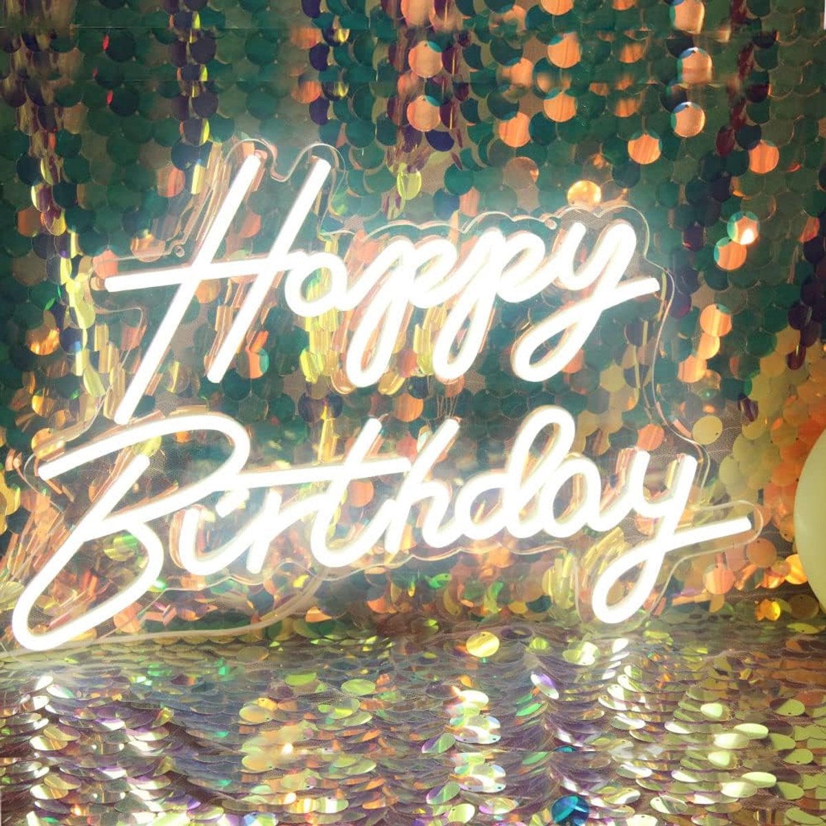 Neon Gelukkig Verjaardag Teken Nachtlampje Verjaardagsfeestje Decoraties Wit USB Operated Decoratieve voor Achtergrond Party Slaapkamer Muur Decor 5 v