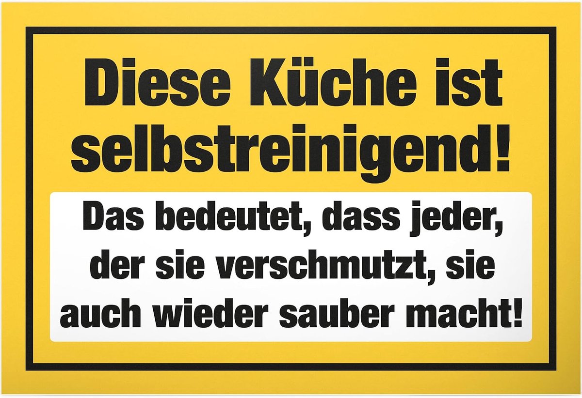 Deze keuken is zelfreinigend - kunststof bord 30 x 20 cm - verjaardagscadeau spreukenbord deurplaat grappige spreuk - collega's vrienden party cadeau-idee feestdecoratie decoratie cadeau