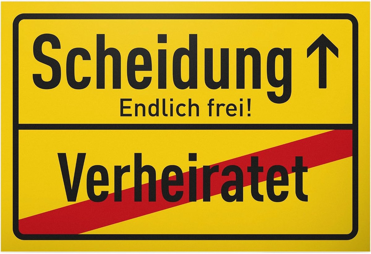Scheiding - bord 30 x 20 cm - grappig cadeau-idee voor vers gescheiden - spreuk schild scheidingsparty decoratie - grappig spreukenbord deurbord - feestdecoratie afscheid single