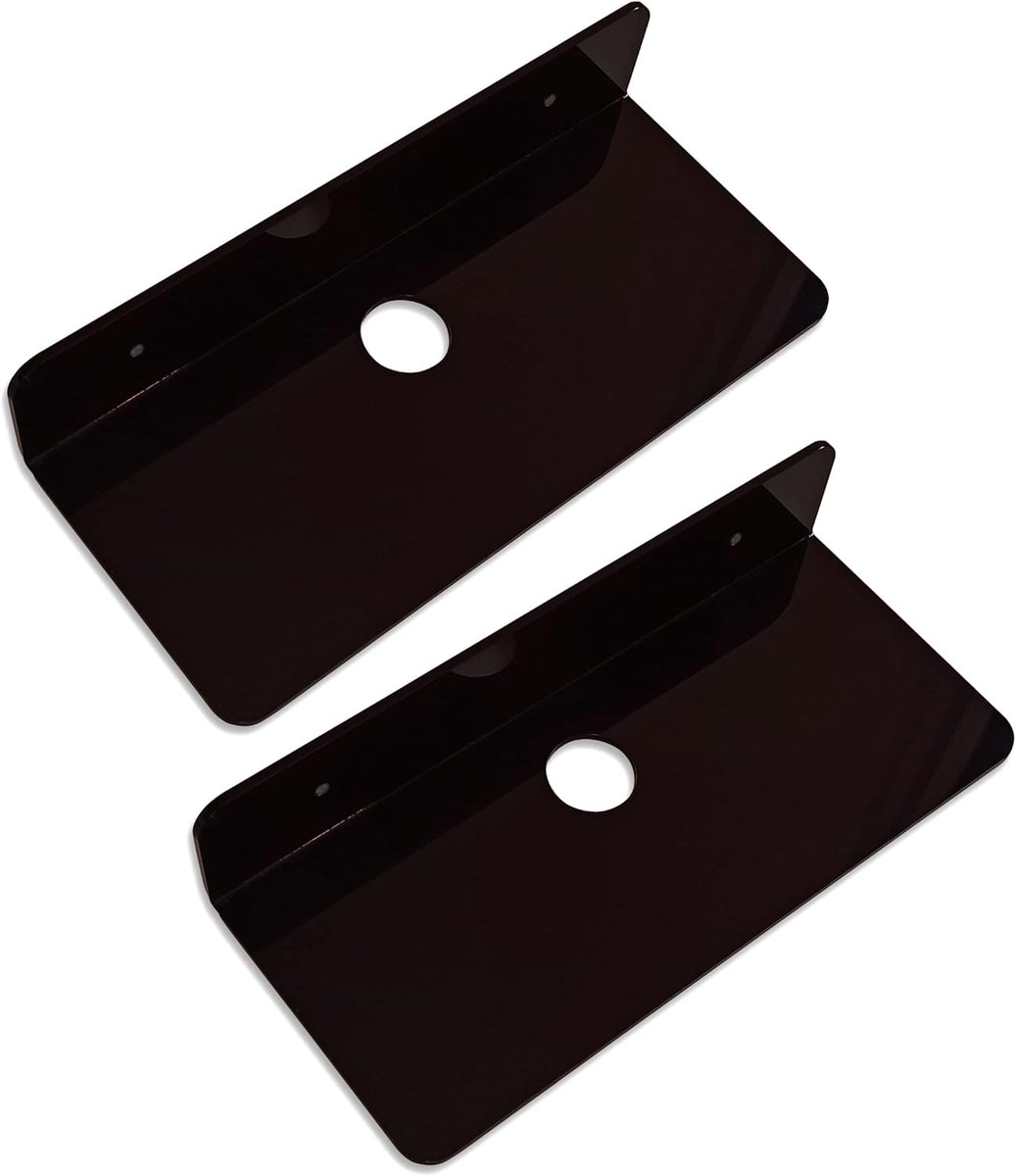 Wandrek voor mobiele telefoon, 2 stuks, 22 cm, zwevend acryl, wit, gat, kabel, kleine opslag (zwart)
