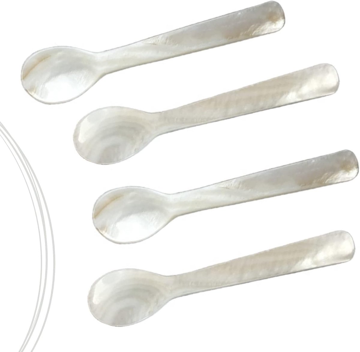 Parelmoeren Lepels I Handgemaakte Kaviaarlepel I Eierlepel Parelmoer (Natuurlijk), Ca. 12 cm I In Set van 4