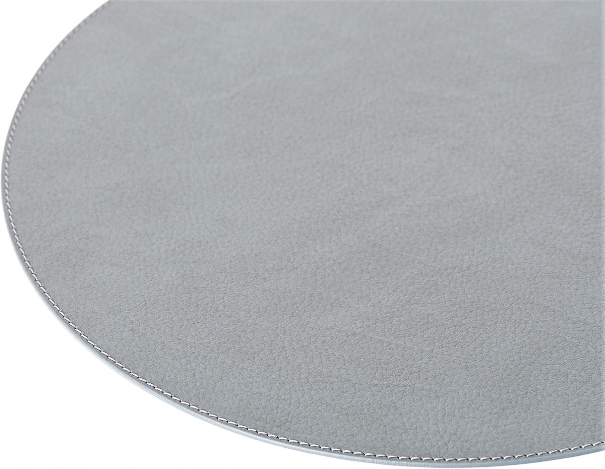 Placemats en onderzetters van gerecycled leer, 4 stuks placemats 33 cm en 4 onderzetters 10 cm (vuilgrijs)