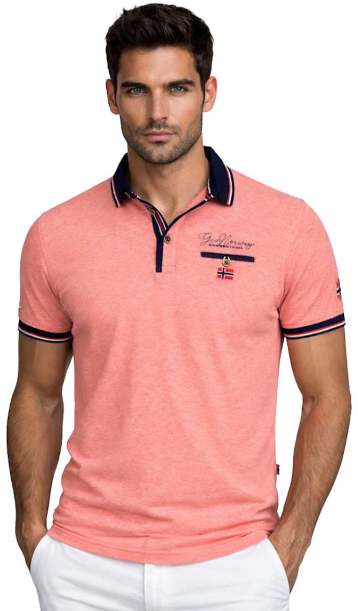 Geographical Norway Denim Polo Shirt Kblended Coral - S