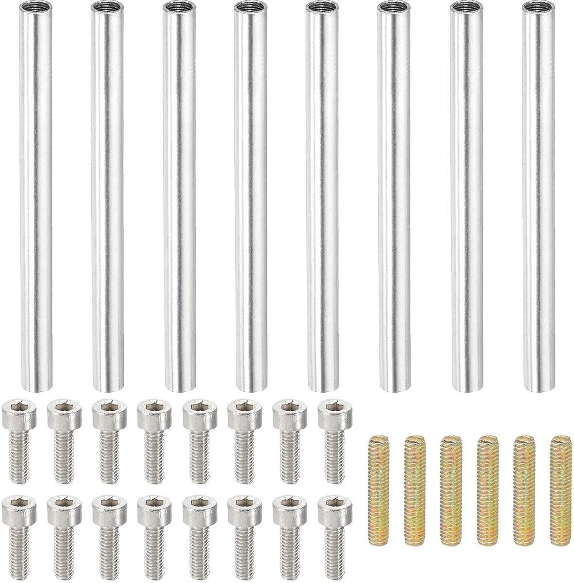 Ronde koppelingsmoeren set 60 mm (2,4 inch), M4-schroefdraadaansluiting voor hardwarestangen met zeskantschroeven voor lampen, meubelmodellen DIY onderdelen reparatie