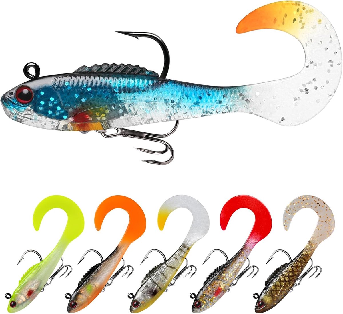 Zacht Visaas, Goed-Maak Gemakkelijk Vangend Kunstaas voor Familie Visserij, All-Conditions Vistuig voor Bas Forel Walleye, Grote Actie Swimbait met Spinner, Crappie Vissende Jigs