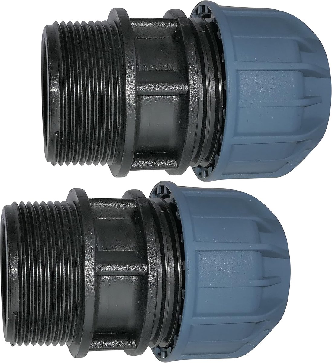 - C51914 - Set van 2 mof/adapter met schroefdraad - Rechte compressiereductie - 1 1/2" buitendraadaansluiting - voor Ø32mm waterleiding - polypropyleen - connector/reparateur
