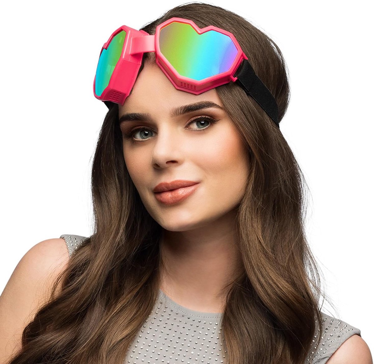 - Festilove skibril, holografische lenzen, verkleedaccessoire voor carnaval en themafeesten, feestbril
