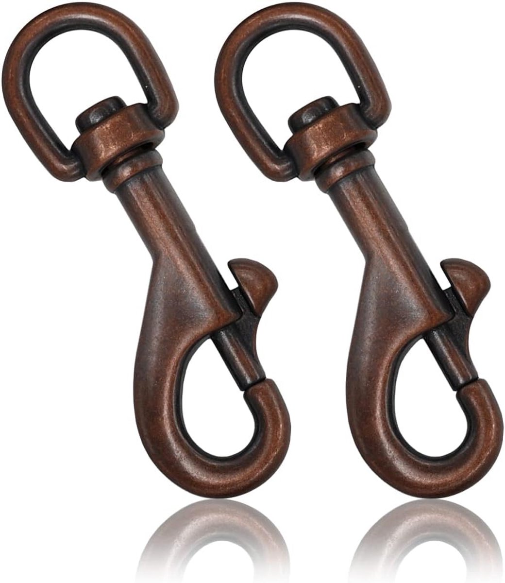 draaibare snap haak karabijn met boutsluiting, 2 stuks, koperkleurig, 85 mm lengte, 15 mm oog, metalen staal/zinklegering verbinding voor Paracord 550 hondenlijn, halsband en sleutelhanger