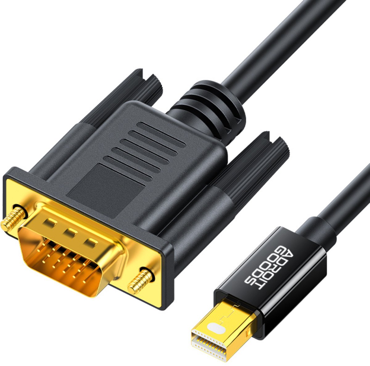 AdroitGoods Mini DisplayPort naar VGA Kabel 1080P 60Hz Adapter 1.8M Full HD Monitor Projector Plug & Play Duurzame PVC Kabel - 1,8 m