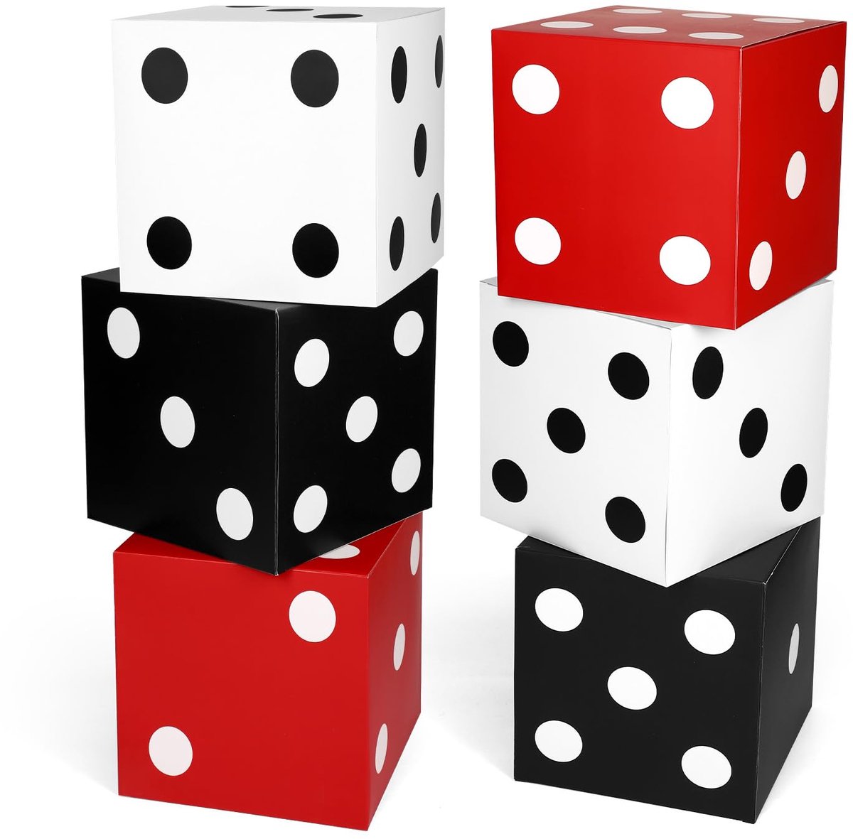 SnelShoppen - 6 Stuks Grote Dobbelsteen Gunstdozen 28x28x28cm Casino Thema Feestdecoraties voor Spelavond Verjaardagsfeestje (3 Kleuren)