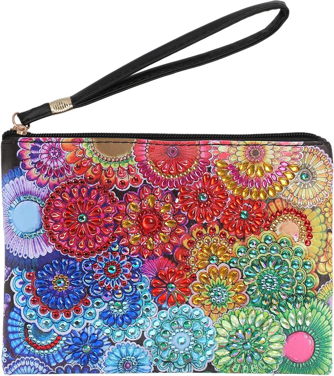 SnelShoppen - 5D Diamond Art Handbag voor Vrouwen en Meisjes - Bloemen Design - DIY Schoudertas met Ketting - Perfect voor Feest en Reizen - Hoogwaard