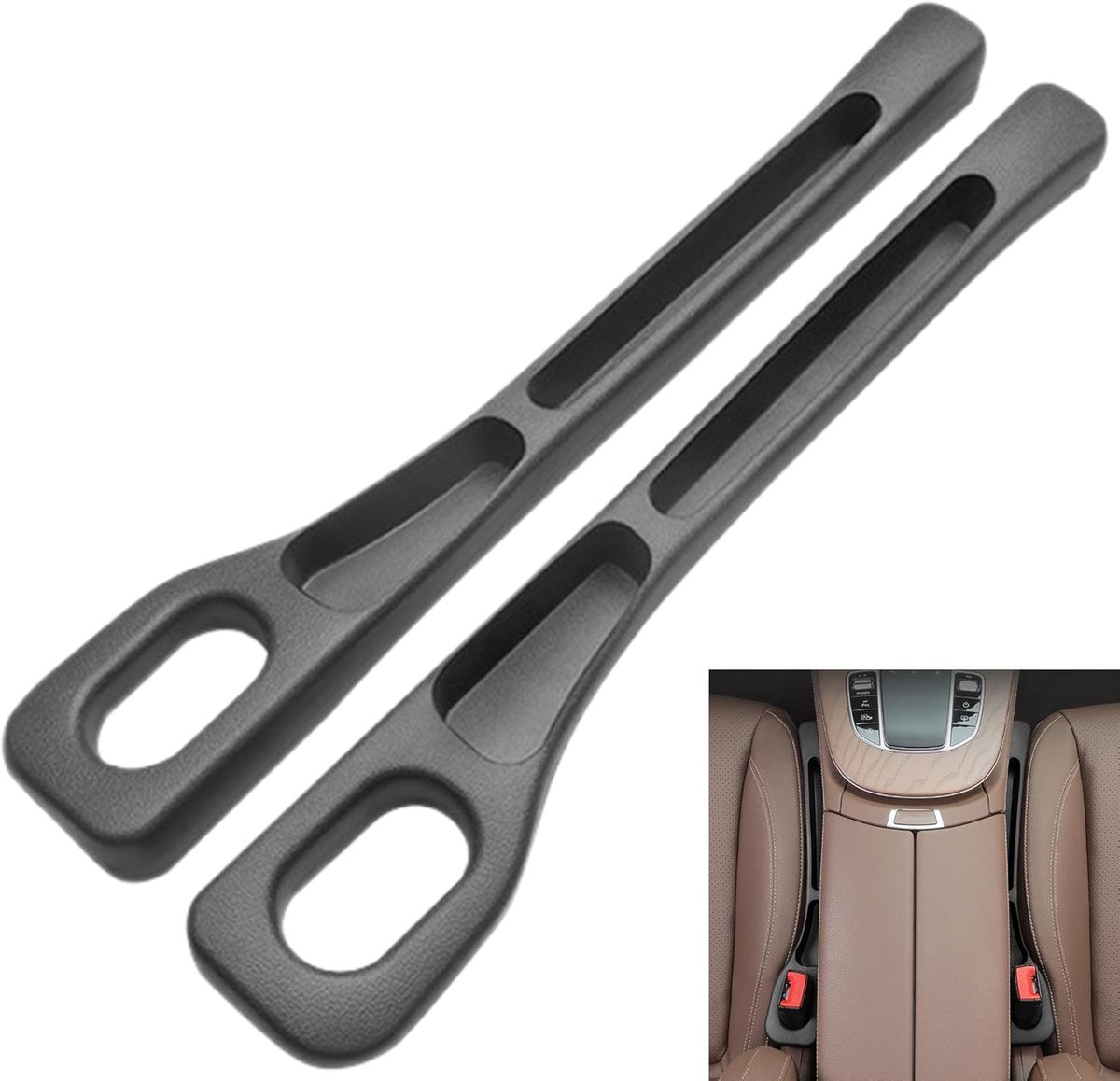 Auto Gap Filler Zitsplijtvuller - 1 paar, zwart, stoelorganizer voor de auto, geschikt voor de meeste voertuigmodellen, voorkomt uitglijden van munten, kaarten en kleine voorwerpen