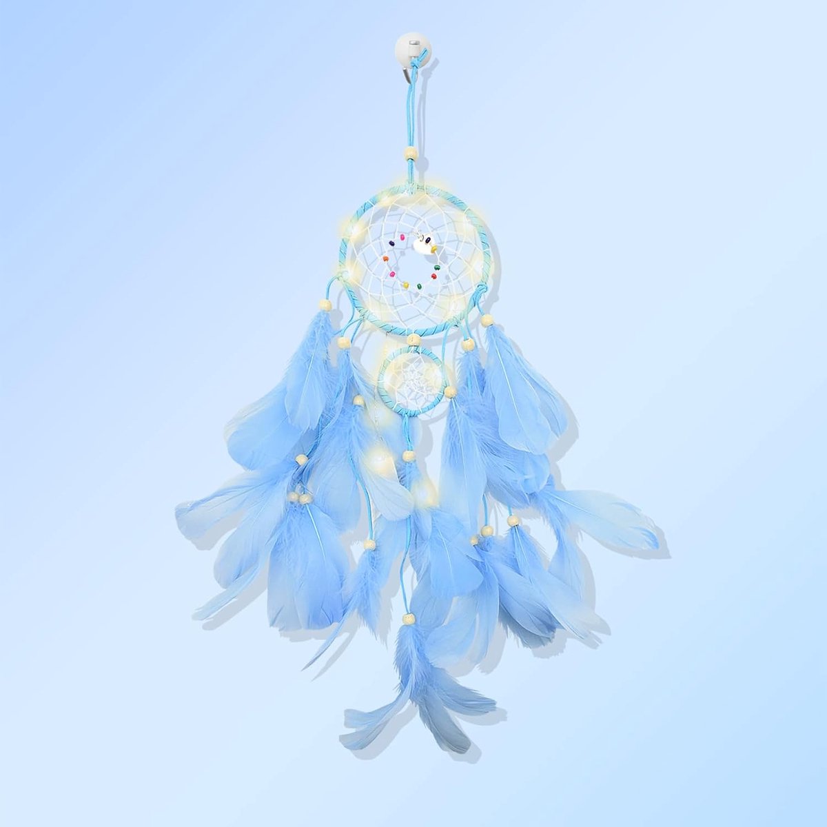 Led-dromenvanger met verlichting, bruiloftsgeschenken, slaapkamer, muur hangende ornamenten, handwerk, decoraties voor vrouwen, meisjes, jongens, kinderen (blauw)