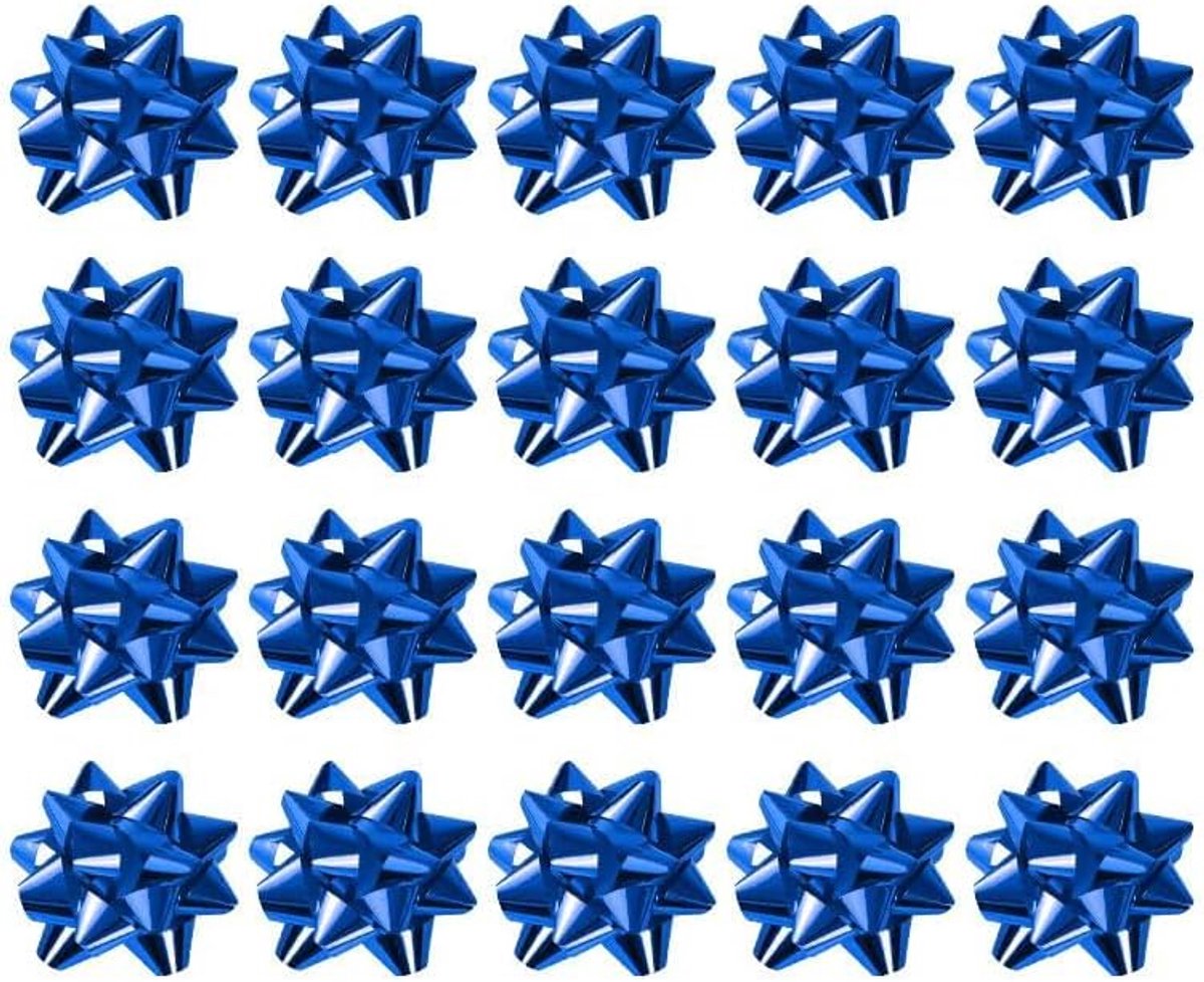20 x Gold Metallic Gift Bows Self Adhesive Decorative Beautiful Gift Wrapping Pullover Bows voor Kerstmis, Nieuwjaar en Feestartikelen (blauw)