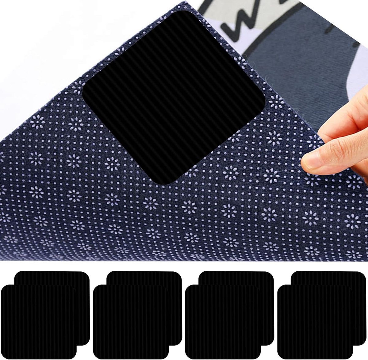 Set van 8 antislip onderlaag, sterke grip zonder resten, wasbare antislipmat voor alle vloeren