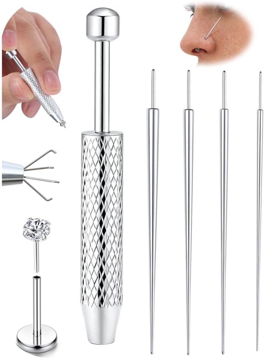 14G/16G/18G/20G Piercing Taper Titanium Piercing Inbrengtool - Oor/Neus Piercing Set - Labret Inbrengtool - Piercing Verwisselhulp voor Lip/Wenkbrauw/Navel/Tepel/Tong