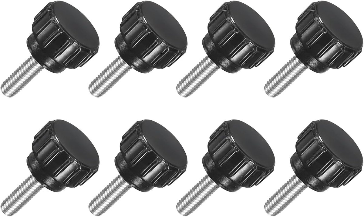 8 stuks M4 x 12 mm gekartelde spanknop, 304 roestvrij staal duimschroef spanknop ronde schroefdraad handbout stud knop 14 mm diameter voor machines