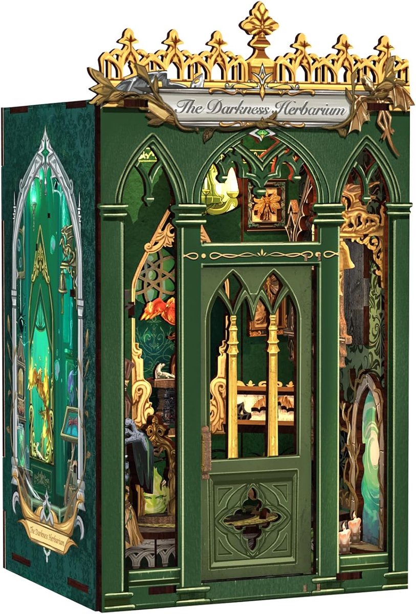 Book Nook Kit -DIY poppenhuis met LED, Mysterious Magic-collectie, Uniek Cadeau Voor Familie en Vrienden (The Darkness Herbarium)
