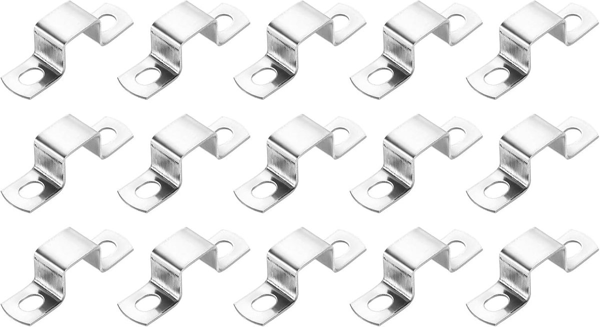 15 stuks U-vormige zadelklemmen, 20 x 20 mm, buisklemmen van roestvrij staal 304, buisklemmen voor gesloten vleugeldeur, houder voor bevestiging van kabelleidingen