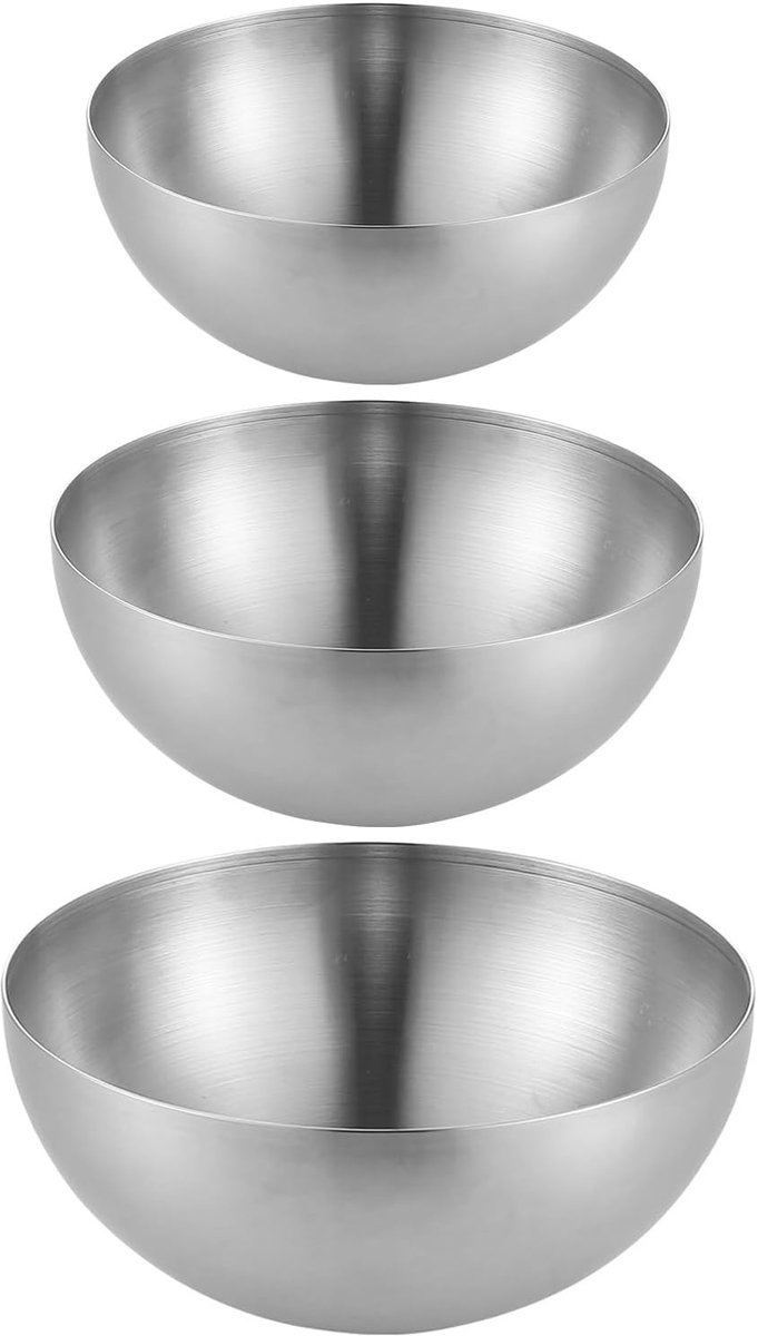 zilveren Koreaanse kommen, roestvrijstalen kommen, Koreaanse kommen, metalen soepkom, mueslikommen voor koken, koken, serveren (15 cm, 20 cm, 25 cm)