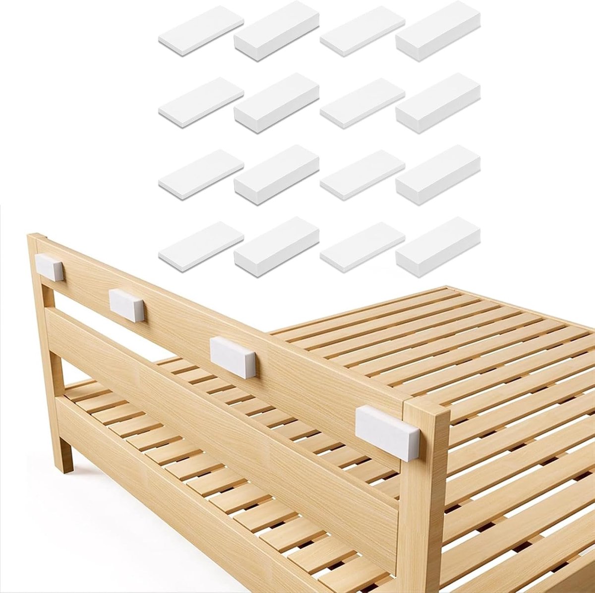 20 stuks EVA-schuim afstandhouders voor muren, zelfklevende wandbescherming, bedbescherming, garagewandbescherming, geluidsbescherming, wandbescherming voor meubels, hoofdeinde (wit, A)