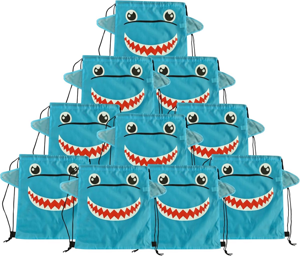 Kinderrugzakken voor dieren met koord van polyester (41 x 34 cm), herbruikbare stoffen tassen voor verjaardagen, snacks, sport en schooldetails