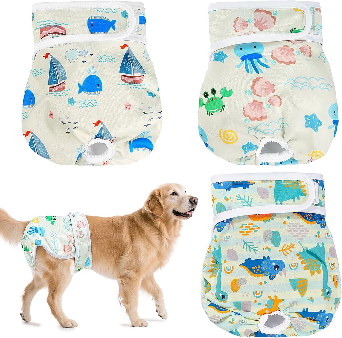 Luiers, zeer absorberende broekjes voor vrouwelijke huisdieren, hygiënisch, wasbaar, luiers voor honden bij loopsheid en incontinentie (M, patroon 5)
