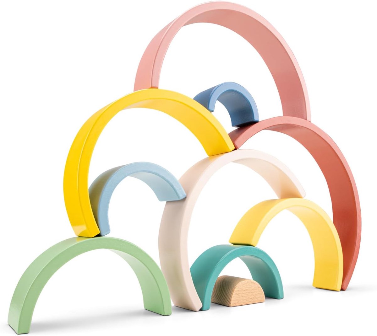 - Regenboogspeelgoed om te stapelen van hout voor peuters - 10 kleurrijke bogen - Montessori educatief speelgoed voor het leren van kleuren - vanaf 1 jaar - cadeau voor meisjes en jongens