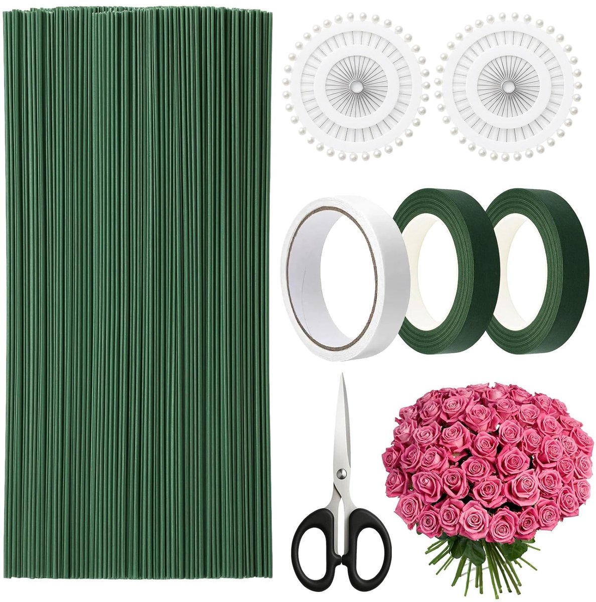 Draad Trajes, 120 Stuks Groen Flexibele Bloemenstamdraad, 20 cm Lang, 2 mm Diameter voor het Maken van Bloemenhandwerk, Bloemenboekette, Haakbloemen