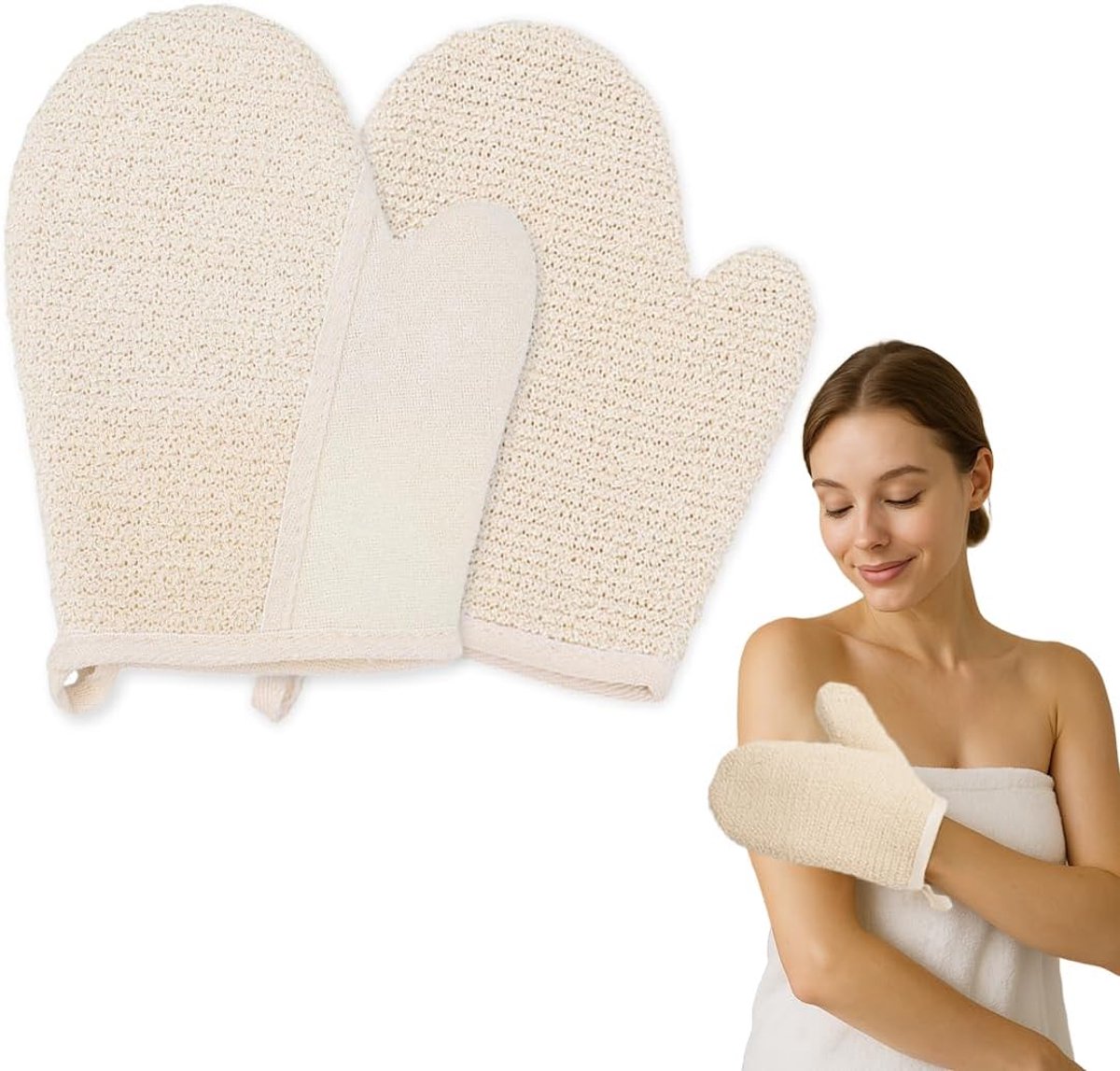 Scrub Handschoen, 2 stuks handschoen van Crine Scrub lichaam, badhandschoen, lichaamsmassage Spa Intensieve Scrub Gants, geschikt voor alle huidtypes
