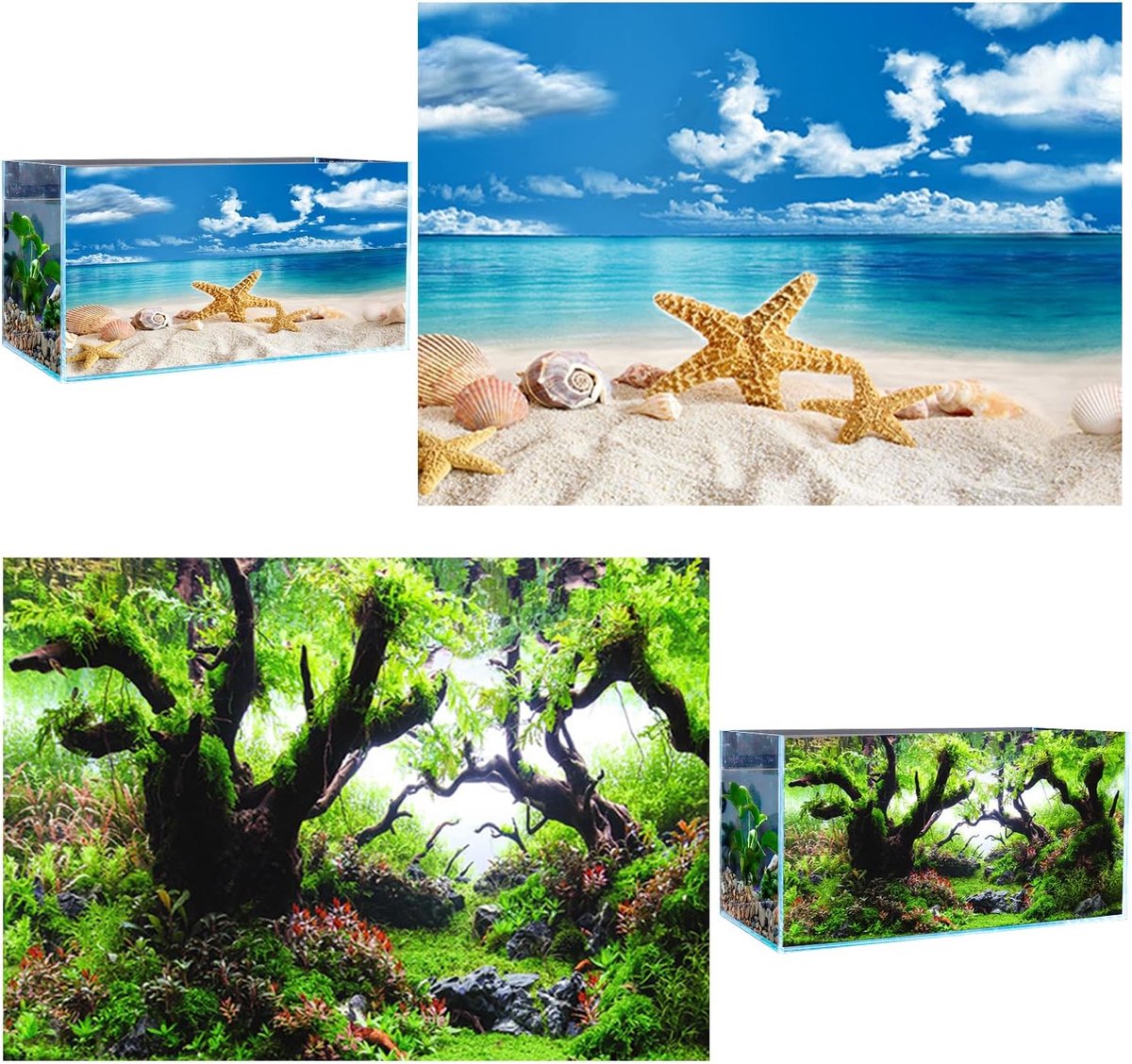 3D PVC Aquarium Achtergronddecoratie 62x30cm voor Zoet- en Zoutwateraquaria, Onderwaterthema Oceaan