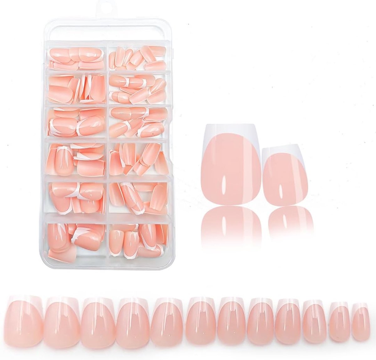 120 stuks French press-on nagels, French Press on nagels, korte vierkant, volledige dekking, nageltips voor gelnagels, kunstgel nageltips