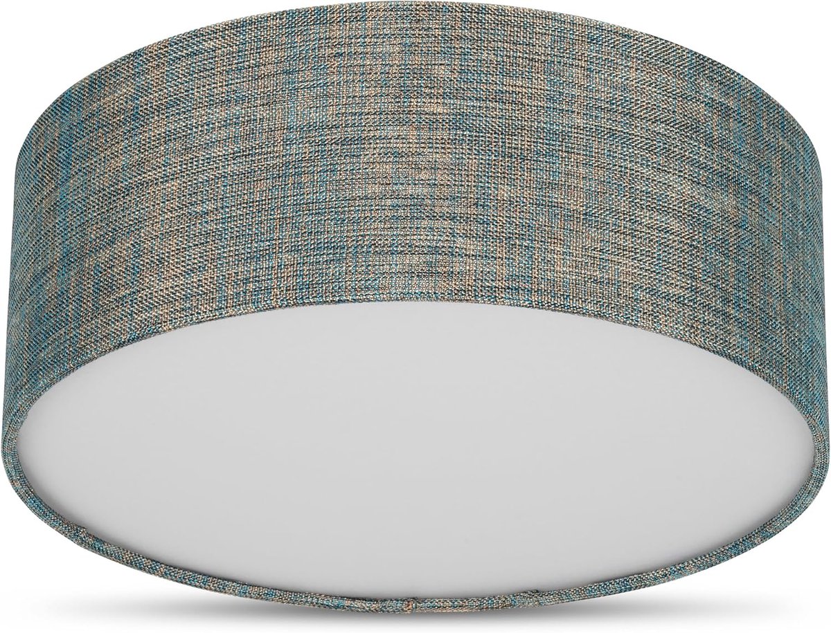 Plafondlamp - plafondlamp rond 30cm met stoffen lampenkap in vintage look - ideaal voor slaapkamer en woonkamer, groen-goud