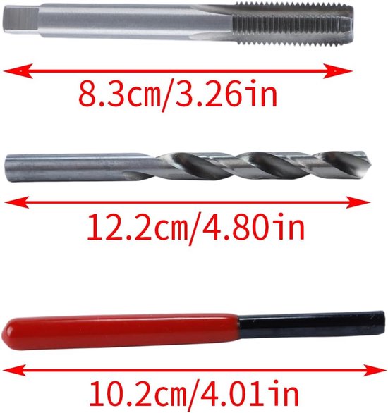 M9x1,25mm Helicoil-hersteldraadreparatiegereedschap Draadinzetset Compatibele handgereedschapset voor autoreparatie, 25 stuks — afbeelding 5