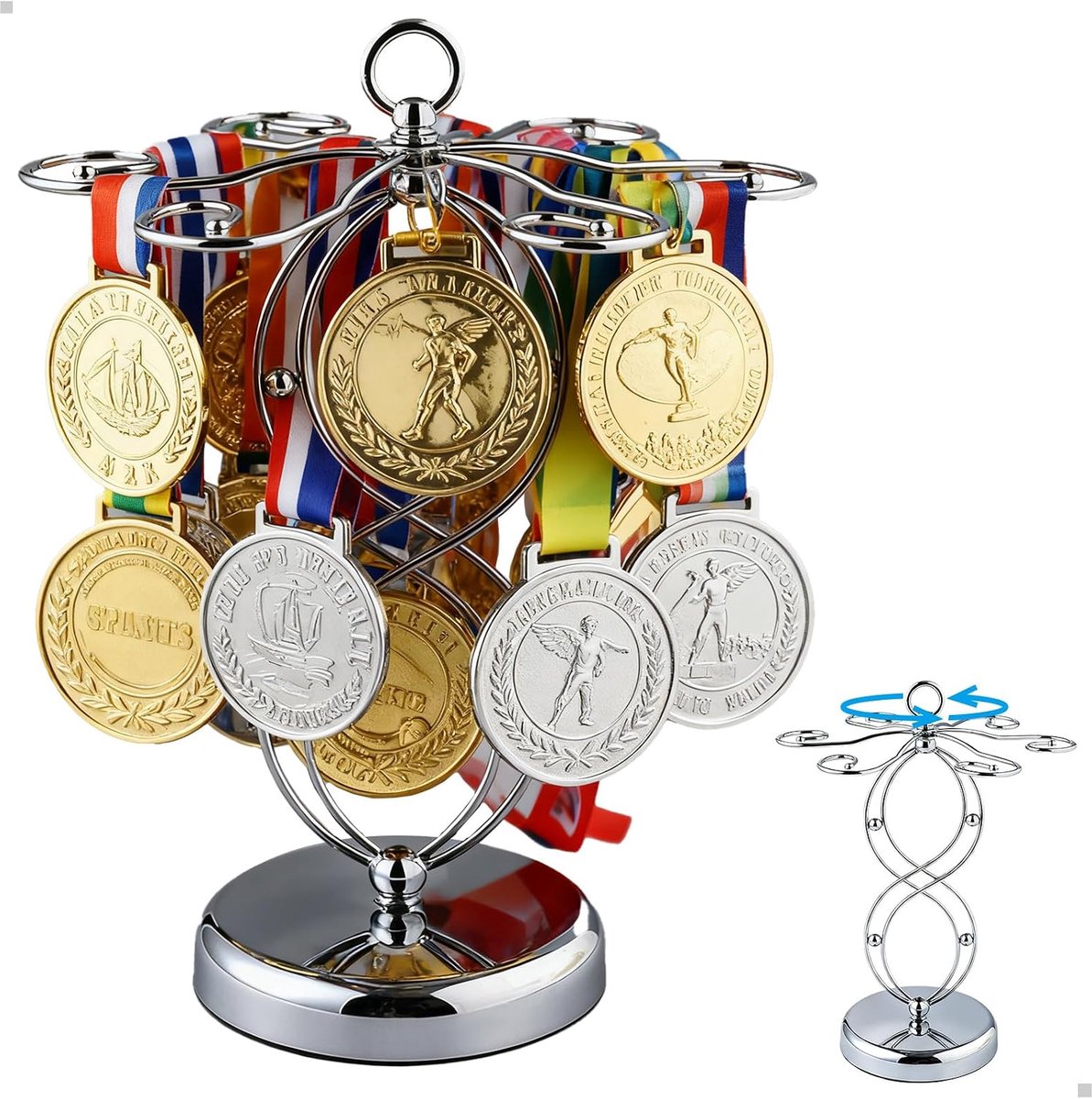 Medaillehouder voor de tafel, metalen medaillehouder voor 30 medailles, tentoonstellingsstandaard, medailles voor basketbal, cheerleading, hardlopen, gymnastiek, softbal, voetbal