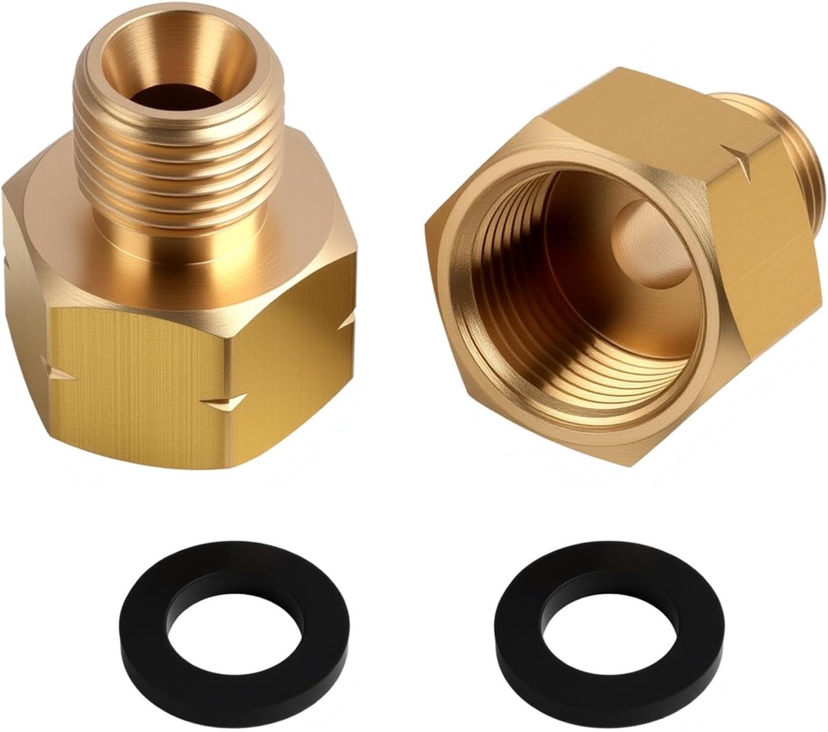 Set van 2 LPG-gasadapters messing 3/8" IG x 1/4" AG lks